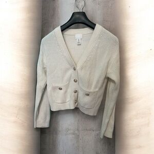 H&M Cream Button-Up Cardigan